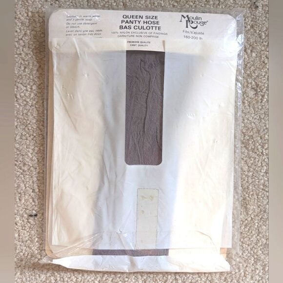 $5 Item! NWT Vintage Queen Size Moulin Rouge 160-200lb Double Mesh Pantyhose - Picture 6 of 11